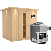 Karibu Sauna Bodin mit Fronteinstieg 68 mm-9 kW Ofen