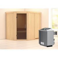 Karibu Sauna Siirin mit Eckeinstieg 68 mm-9 kW Ofen