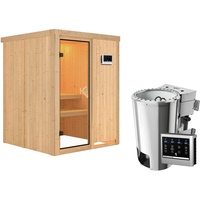 Karibu Sauna Minja-3,6kW 230V Bioofen-Steuerg.-Ohne Dachkranz