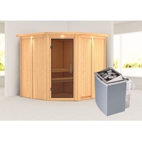 Karibu Sauna Jarin mit Eckeinstieg 68 mm-9 kW Ofen