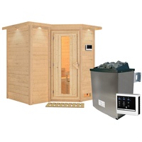 Karibu Sahib 1-Sauna 40mm-Fronteinstieg -Exklusivoptik-9 kW Ofen inkl. Steuergerät-inkl.
