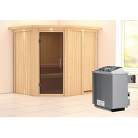 Karibu Sauna Siirin mit Eckeinstieg 68 mm-9 kW Ofen