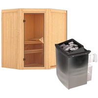 Karibu Sauna Taurin mit Eckeinstieg 68 mm-9 kW Ofen