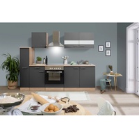 Respekta Küchenzeile Merle 240 cm E-Geräte Glaskeramikkochfeld grau/eiche sägerau