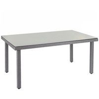 Mendler Poly-Rattan Gartentisch Cava, Esstisch Tisch mit Glasplatte, 160x90x74cm