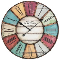 TFA Wanduhr 60.3021 cyan/elfenbein/rot/gelb