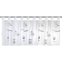 ELBERSDRUCKE Bistrogardine Espresso 06 weiß-braun 48x140 cm Scheibengardine Kurzgardine