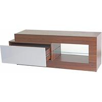Mendler TV-Rack HWC-B51, Fernsehtisch Lowboard Schrank, 3D-Struktur Walnuss-Optik hochglanz