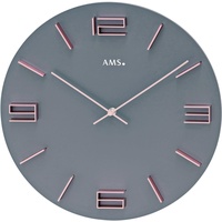 AMS Wanduhr Analog Quarz 40cm grau / rosé 9590