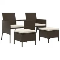 VidaXL Polyrattan Gartensofa mit Tisch & Hocker braun