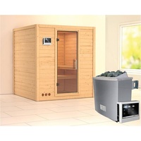 Karibu Sauna Mojave - Massivholzsauna mit Fronteinstieg 40 mm