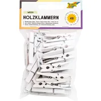 Folia Holzklammern weiß 48 Stück 3 Größen sortiert