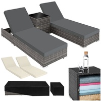 Tectake  Sonnenliegen Set 3-tlg. grau