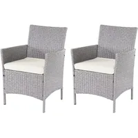 Mendler 2-1-1 Poly-Rattan Garten-Garnitur Halden, Sitzgruppe Lounge-Set Sofa grau,