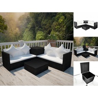 VidaXL 4-tlg. Garten-Lounge-Set mit Auflagen Poly Rattan Schwarz