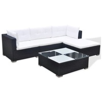 VidaXL Polyrattan Lounge-Set mit Auflagen 5-tlg. schwarz 41872