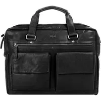 Spikes & Sparrow Aktentasche Leder 41 cm Laptopfach schwarz