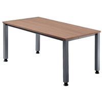Hammerbacher Schreibtisch nussbaum rechteckig, 4-Fuß-Gestell silber 180,0 x 80,0