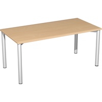 Geramöbel Flex Schreibtisch buche, silber rechteckig, 4-Fuß-Gestell silber 160,0