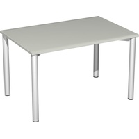 Geramöbel Flex Schreibtisch lichtgrau, silber rechteckig, 4-Fuß-Gestell silber 120,0