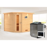 Karibu Sauna Leona - 38 mm Massivholz -Inkl. Dachkranz-