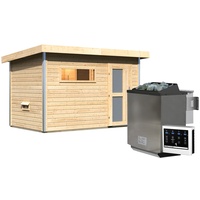Karibu Gartensauna Pultdach Saunahaus Skrollan 1 mit Vorraum-9 kW