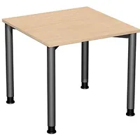 Geramöbel Flex höhenverstellbarer Schreibtisch buche, anthrazit rechteckig, 4-Fuß-Gestell grau