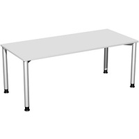 Geramöbel Flex höhenverstellbarer Schreibtisch lichtgrau, silber rechteckig, 4-Fuß-Gestell silber