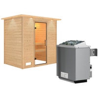 Karibu Sauna Sonja - 38 mm inkl. Dachkranz-Klarglas Ganzglastür-9