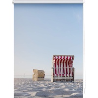 Lichtblick Rollo Klemmfix, ohne Bohren, Verdunkelung, Strandkorb Blau beige
