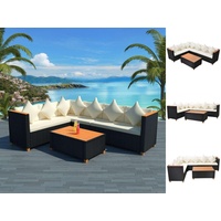 VidaXL 4-tlg. Garten-Lounge-Set mit Auflagen Poly Rattan Schwarz