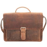 Plevier Retro Darwin Aktentasche Leder 41 cm Laptopfach braun
