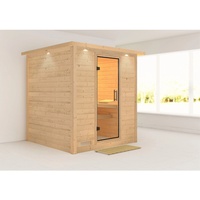 Karibu Sauna Mojave - Massivholzsauna mit Fronteinstieg 40 mm