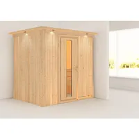 Karibu Sauna Bodin mit Fronteinstieg 68 mm-Ohne Ofen-inkl. Dachkranz-
