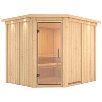 Karibu Sauna Malin mit Eckeinstieg 68 mm - ohne
