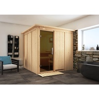 Karibu Sauna Rodin mit Fronteinstieg 68 mm-9 kW Ofen