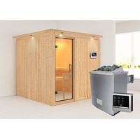 Karibu Sauna Rikka, Ofen, externe Steuerung Easy, Glastür, LED-Dachkranz