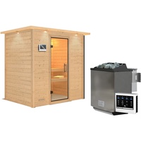 Karibu Sauna Sonja - 38 mm -Inkl. Dachkranz-Klarglas Ganzglastür-9