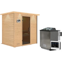 Karibu Sauna Sonja - 38 mm -Inkl. Dachkranz-Ganzglastür in