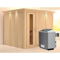 Karibu Sauna Gobin mit Fronteinstieg 68 mm-9 kW Ofen