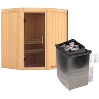 Karibu Sauna Taurin mit Eckeinstieg 68 mm -9 kW