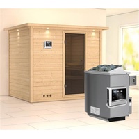 Karibu Sauna Sonara - Massivholzsauna mit Fronteinstieg 40 mm-9