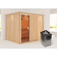 Karibu Sauna Gobin-9kW Ofen int.Steuerung-Inkl.Dachkranz
