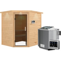 Karibu Woodfeeling Sauna Mia - 38 mm -Inkl. Dachkranz-Ganzglastür