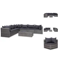 VidaXL Polyrattan Lounge-Set 8-tlg. inkl. Kissen grau 44157