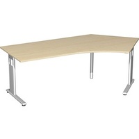 Geramöbel Flex Schreibtisch ahorn L-Form, C-Fuß-Gestell silber 216,6 x