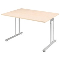 Geramöbel Schreibtisch ahorn rechteckig, C-Fuß-Gestell silber 120,0 x 80,0