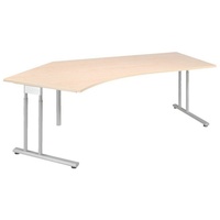 Geramöbel Schreibtisch ahorn L-Form, C-Fuß-Gestell silber 216,6 x 113,0