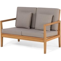 Beliani Gartenmöbel Set Hellbraun Grau es Akazienholz Textil 7-Sitzer