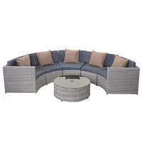Mendler Poly-Rattan Garnitur rund 7-tlg. Grau/Beige